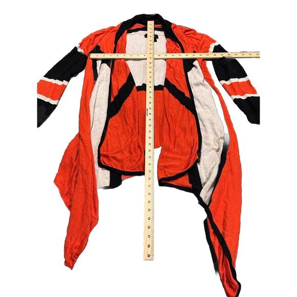 Anthropologie La Fee Verte Cardigan Color Block Sweater Orange Gold Black M/L - Picture 12 of 14